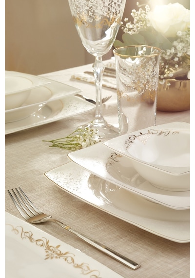 Ems Fine Bone Lorella Gold 61 Parça 12 Kişilik Yemek Takımı