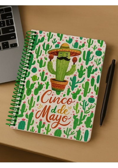 Cinco De Mayo Temalı Spiral Çizgili Defter 80 Yaprak, 18x24 Cm Çok Renkli