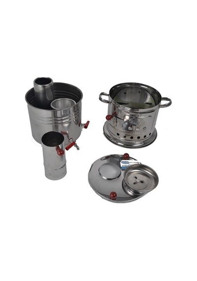 Çay Semaveri 3,5 Litre Çift Musluk Odunlu Kömürlü Semaver