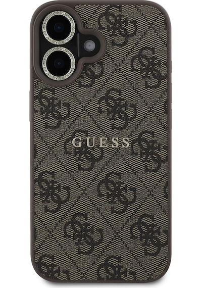 Apple Uyumlu iPhone 16 Plus Guess Lisanslı 3'lü Aksesuar Seti Kılıf-ekran Koruyucu-lens Koruyucu Kahverengi