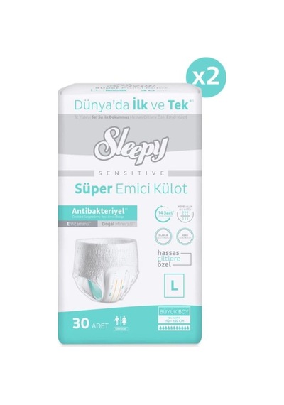 Sleepy Sensitive Antibakteriyel Emici Külot Large 30x2 60 Adet L
