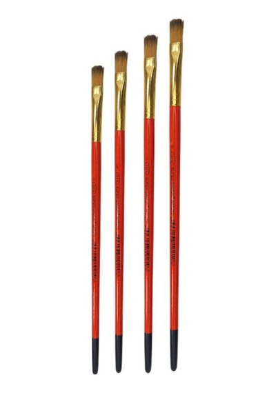 Samur Süper 4'lü Sentetik Yağlı Ve Akrilik Boya Fırça Seti, 4 Parça, 2.5mm Fırça Genişliği, 15cm Sap Uzunluğu, Standart Boy, No: 2-4-6-8