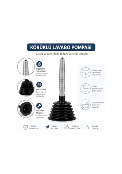 25 Cm Körüklü Lavabo Pompası, Tıkanıklıkları Açmak İçin Pratik Çözüm