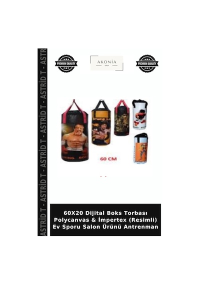 60x20 Dijital Boks Torbası Polycanvas & İmpertex Resimli Ev Sporu Salon Ürünü Antrenman Çok Renkli