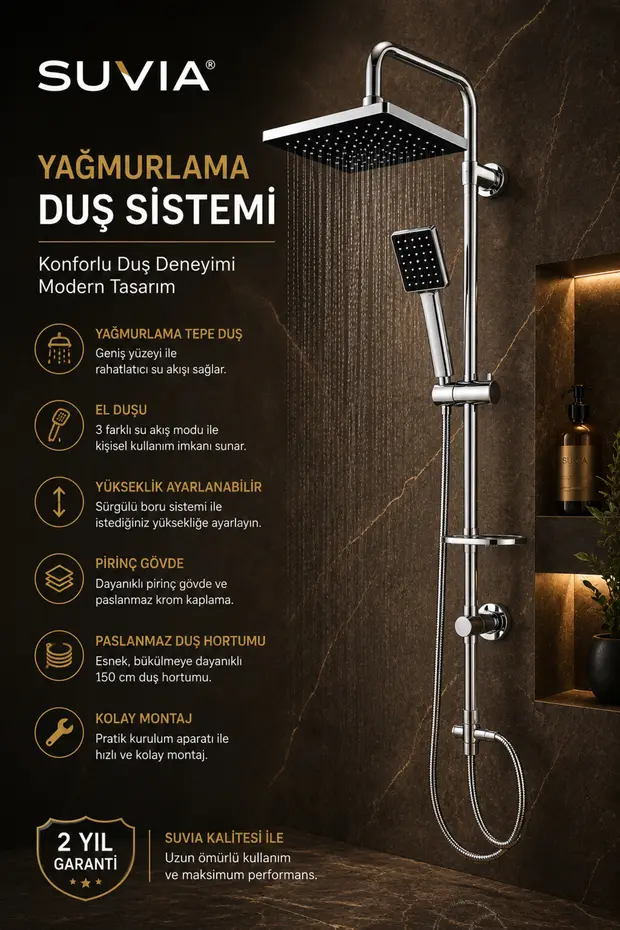 Armatür Seti 4'lü Banyo Bataryası Yağmurlama Duş Seti Lavabo Ve Mutfak Bataryası Krom