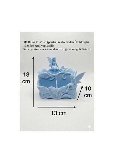 Peri Figürlü Çok Amaçlı Organizer Makyaj Fırçası Düzenleyici Dekoratif Masaüstü Kalemlik 13x13cm