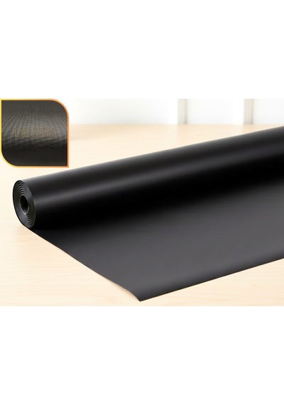 48 Cm X 5 Metre - Siyah - Kumaş Desenli - Suni Deri Çekmece İçi Kaydırmaz Halı , Raf Örtüsü