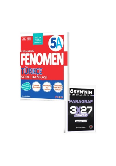 Fenomen 2027 5. Sınıf Türkçe Fenomen A Soru Bankası+ Evp Akademi Paragraf