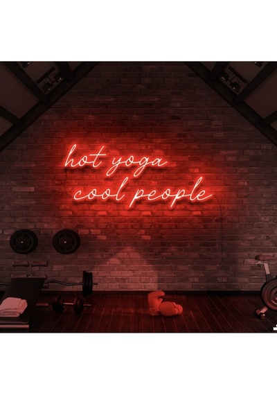 Hot Yoga Cool People Yazılı Neon Tabela Kırmızı