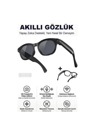 S2 Max Akıllı Gözlük Kameralı Bluetooth Konuşma Ve Çekim Özellikli Gözlük Siyah Ve Beyaz Cam Hediye