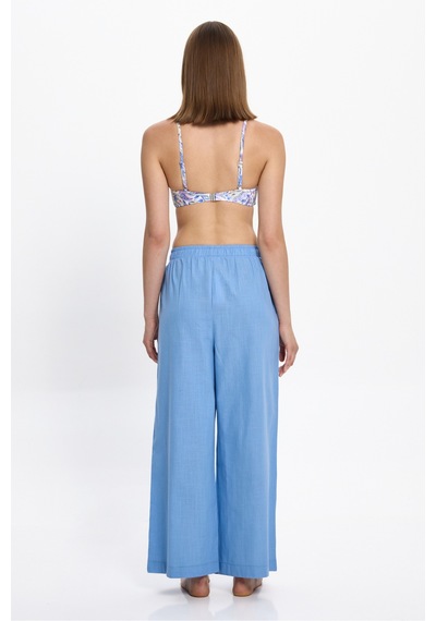 Toosalty Kadın Mavi Bol Paça %100 Cotton Plaj Pantolon 25pl04st Mavi