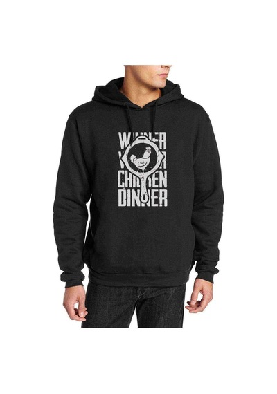 Pubg Pubg Winner Tava Tavuk Baskılı Siyah Erkek Örme Sweatshirt