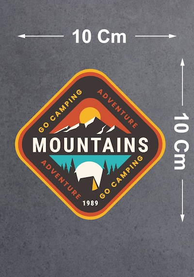 Dağ Kamp Ve Macera Sticker - Camping Adventure Mountains Sticker - Araba Oto Motosiklet Karavan Cam Sticker - 00114 10X10 Cm