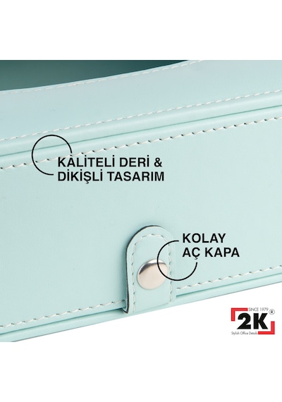 2k Suni Deri Peçetelik Mendil Kutusu 13 24 6 Cm. Su Yeşili Su Yeşili