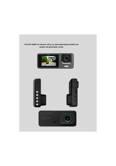 Astraltech 3 Kameralı Araç Dvr 1080p Ön + Hd Arka + İç Kamera Döngü Kayıt 2 Ekran
