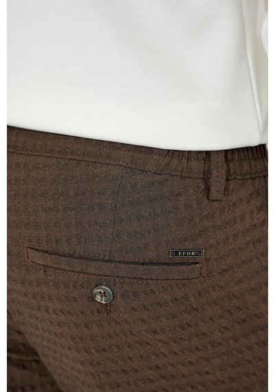 Efor Slim Fit Waffle Kumaş Esnek Pamuk Kahverengi Pantolon P 1168 Kahverengi