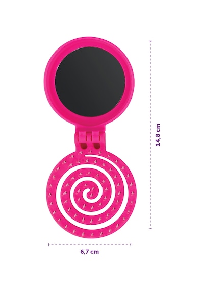 Beauty Makaron X Sw. Smiley Saç Fırçası - 3d Esnek, Aynalı, Çanta Boy - Compact Detangler Pembe