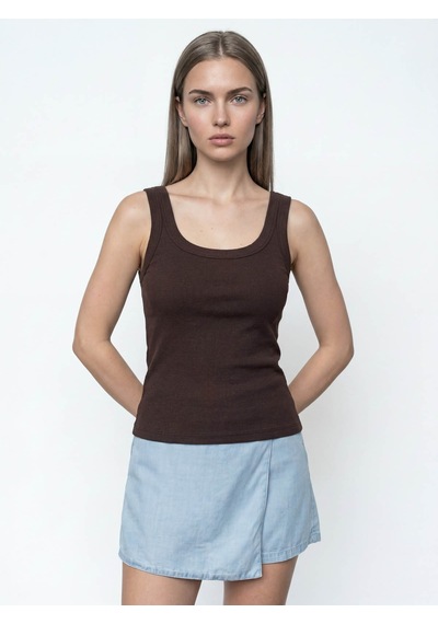 Loft 26yp69000235 Kahverengi Kadın Kolsuz T-shirt Lf2038440 Kahverengi