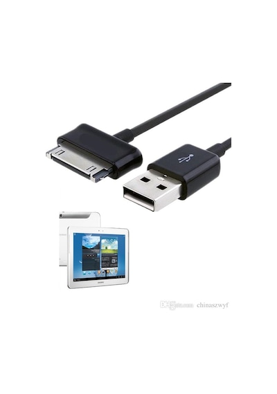 Siyah Renk Samsung Uyumlu Tablet Data+Şarj Aleti-Kablosu Smg -410