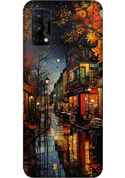 Realme 7 Pro Uyumlu Gece Sokak Desenli Silikon Kılıf