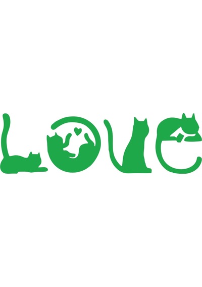 Kediler Love Araba Sticker 17x17 Cm Yeşil