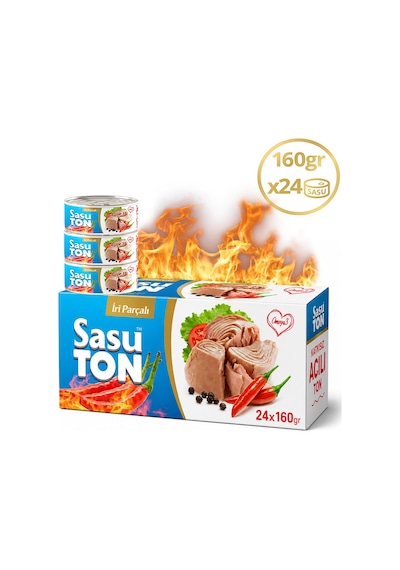 Sasu Blue Acılı Ton Balığı İri Parçalı 24 x 160 G