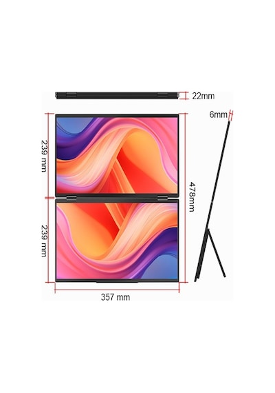 Ultrax 16" Çift Ekran 1200p Full Hd Ips İkili Taşınabilir Monitör
