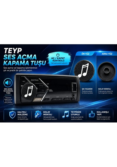 Universal Teyp Düğmesi - Bir Çok Teyp İçin Ses Açma Kapama Düğmesi , Melodi Teyp Ses Tuşu