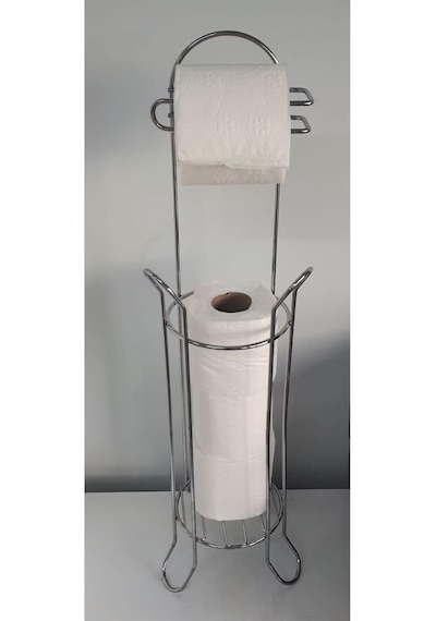 Krom Kaplama Parlak Metal Ayaklı Yedekli Wc Kağıtlık Genel