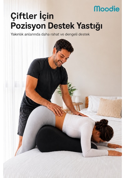Çiftler İçin Ergonomik Pozisyon Destek Yastığı, Yakınlık Ve Konfor Kama Yastığı 60x40x30 Cm Siyah