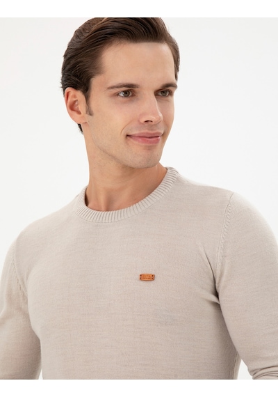 U.S. Polo Assn. Erkek Slim Fit Bisiklet Yaka Taş Melanj Kazak 50297040-VR225