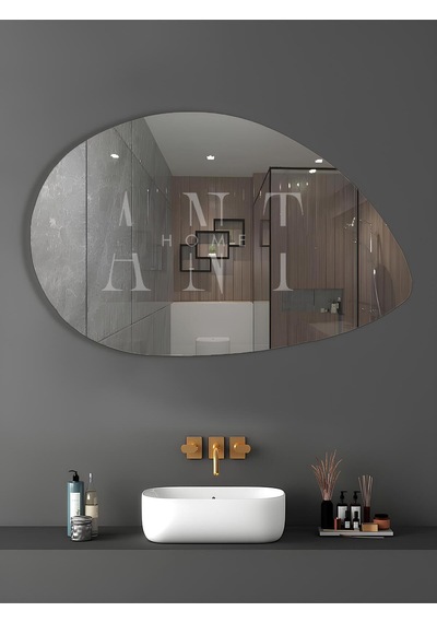 Asimetrik Ayna, Dekoratif Ayna, 90x60, Konsol Aynası, Dresuar Aynası, Tuvalet Aynası 90 X 60 Gümüş