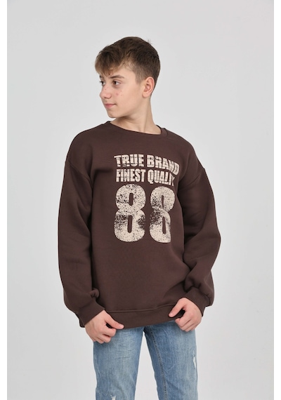 Toontoy Kids Toontoy Erkek Çocuk 88 Baskılı Sweatshirt Kahverengi