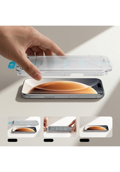 İphone 17 Pro Max Uyumlu Benks Omniwarrior Eye-friendly Cam Ekran Koruyucu Uygulama Aparatlı Şeffaf
