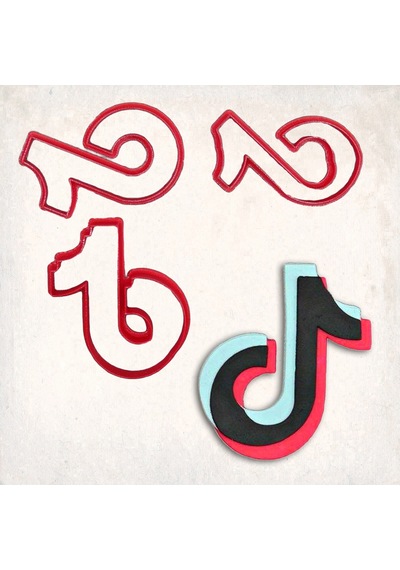 Tik Tok Logo Detay Kurabiye Kalıp Seti 3 Lü KIrmızı