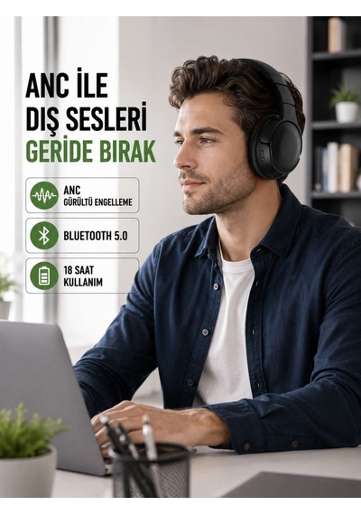Geniş Frekans Aralıklı Bluetooth Kulak Üstü Kulaklık
