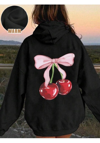 Uyguntarz Unisex Kurdele Visne Baskılı Oversize Sweatshirt siyah