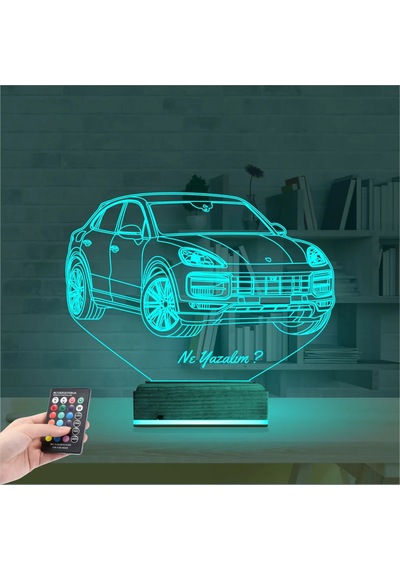 Luvivia Jeep Phosche Cayanne Kişiye Özel 3d Lamba - Masa Gece Lambası Şeffaf