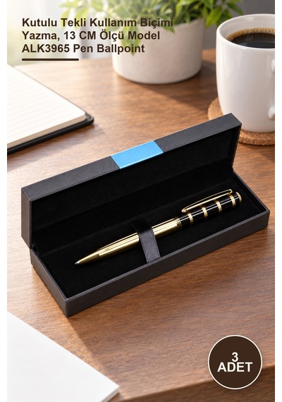 3 Adet Tükenmez Kalem Kutulu Tekli Kullanım Biçimi Yazma, 13 Cm Ölçü Model Alk3965 Pen Ballpoint