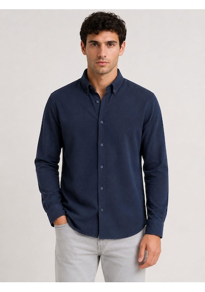 Classics Men Plus Barkod Uzun Kol Slim Fit Erkek Gömlek - 7579 Lacivert