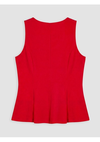 Lcwaıkıkı Curve Kırmızı Büyük Beden Fırfırlı Peplum Bluz