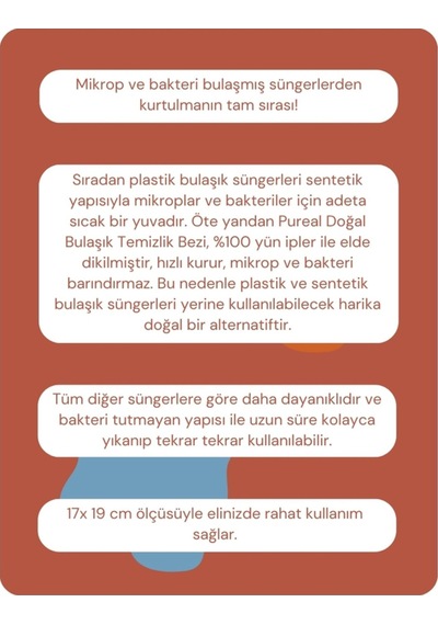 Pureal Yün Bulaşık Temizlik Bezi