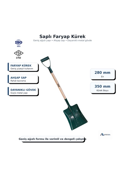Faryap Kürek Geniş Ağızlı Ahşap Saplı Dayanıklı Çelik Gövde