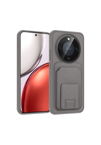 Honor Magic 8 Lite 5g Kılıf Kartlık Hazneli Standlı Tpu Bikart Kapak Gri