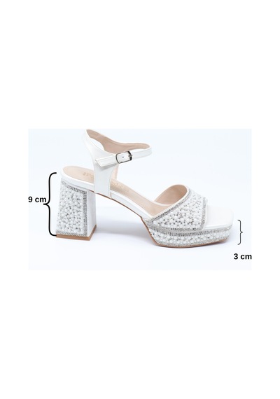 Nesil Shoes Carel 109 Sedef Taşlı Platform Kadın Sandalet