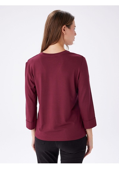 Faik Sönmez V Yaka Truvakar Kol T-shirt W27tsh010 Bw27tsh01040 Bordo