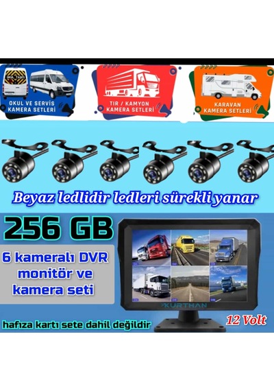 Tarımsal Araçlara 10'' Dvr Ekran Ve 6 Ad Beyaz Ledli Kamera Seti