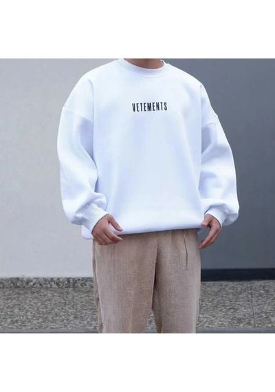 Startmore Adrift Vetements Renkli Oversize Bisiklet Yaka Pamuklu Sweatshirt Beyaz Beyaz