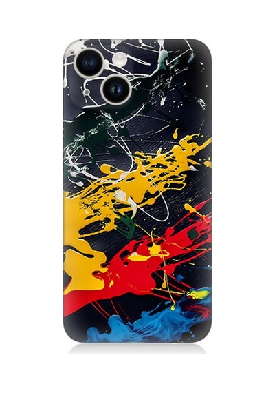 Apple Uyumlu iPhone 13 Silikon Kılıf Renkli Boya Darbeleri