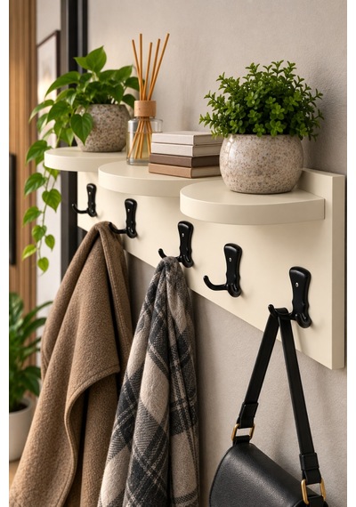 Sulorahome Üst Raflı Duvar Askılığı Bej 80 Cm